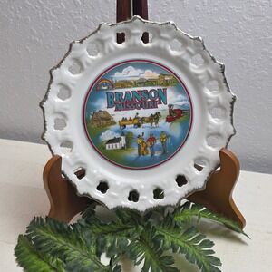 Vintage Branson Missouri Souvenir Plate Reticulated Pierced Edge Silver Trim